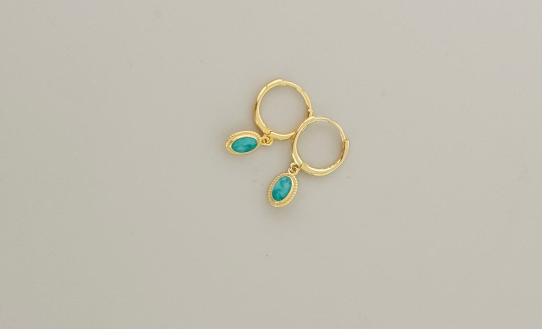 Clip Forever Hoops – Turquoise Oval Drop