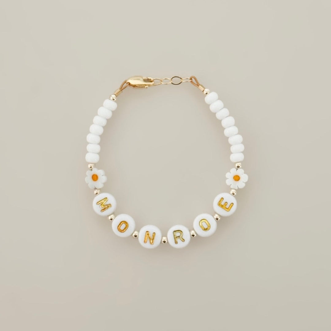 Floral White Name Bracelet