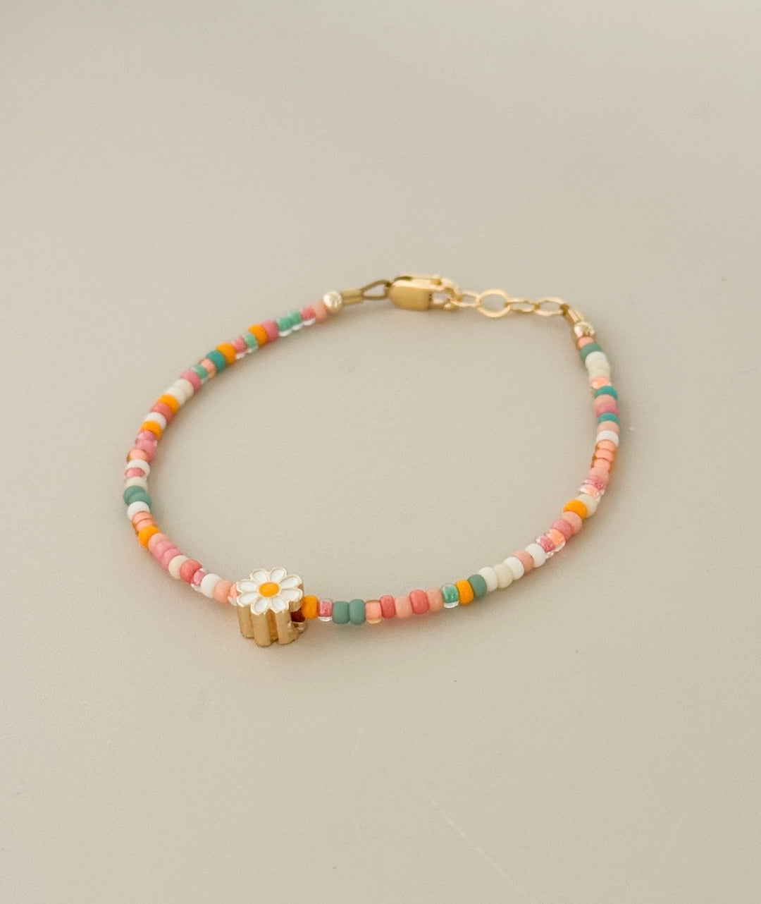Daisy Bead Bracelet for Girls &amp; Moms | Pastel Seed Bead Bracelet | Safe 14k Gold Filled | Matching Mom &amp; Me Jewelry