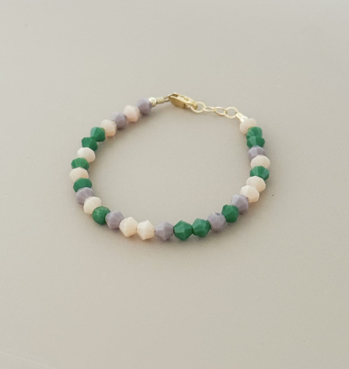 Lavender & Green Pastel Beaded Bracelet