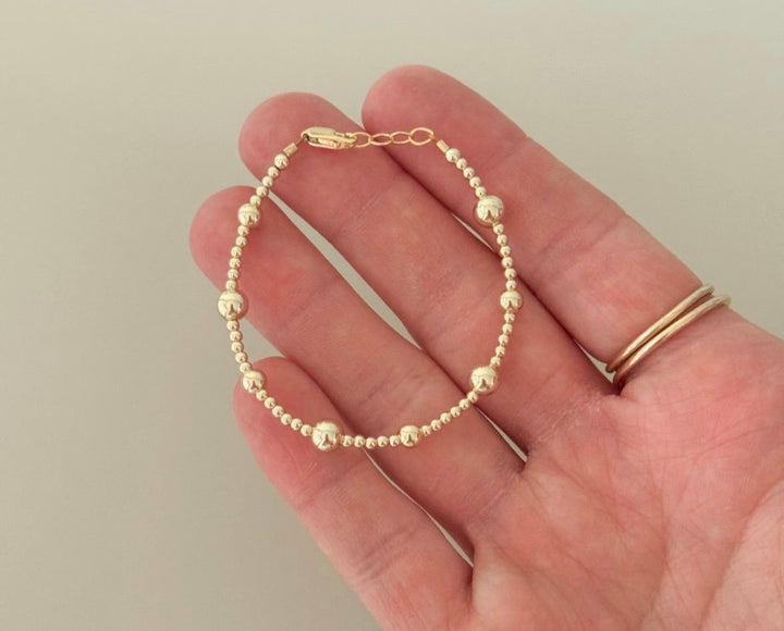 14k gold filled beaded bracelet