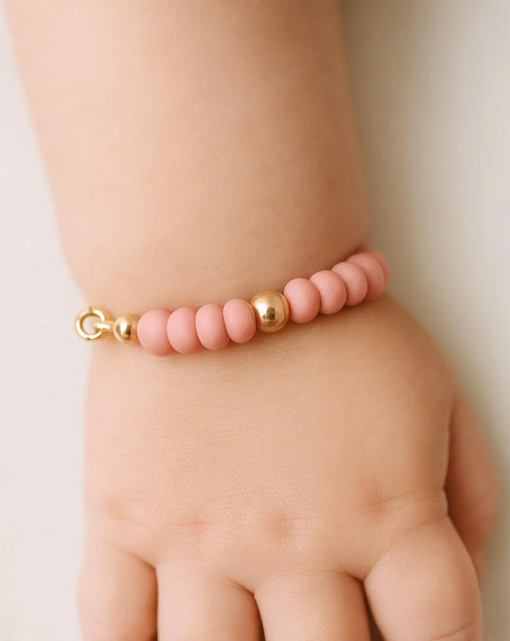 Blush Beaded Bracelet | Minimal Pink + Gold Everyday Bracelet