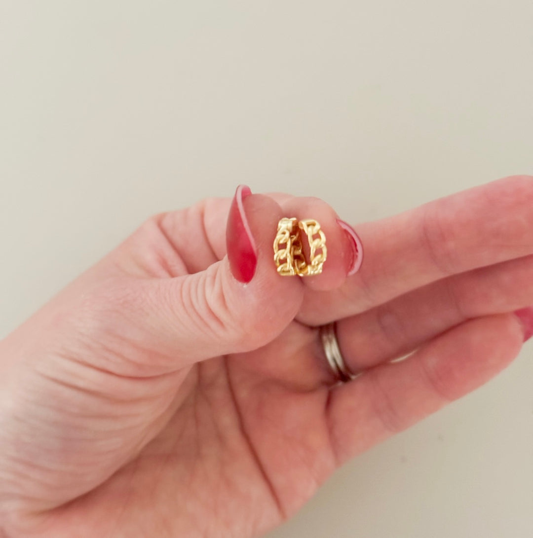 10mm braided gold filled clip earrings