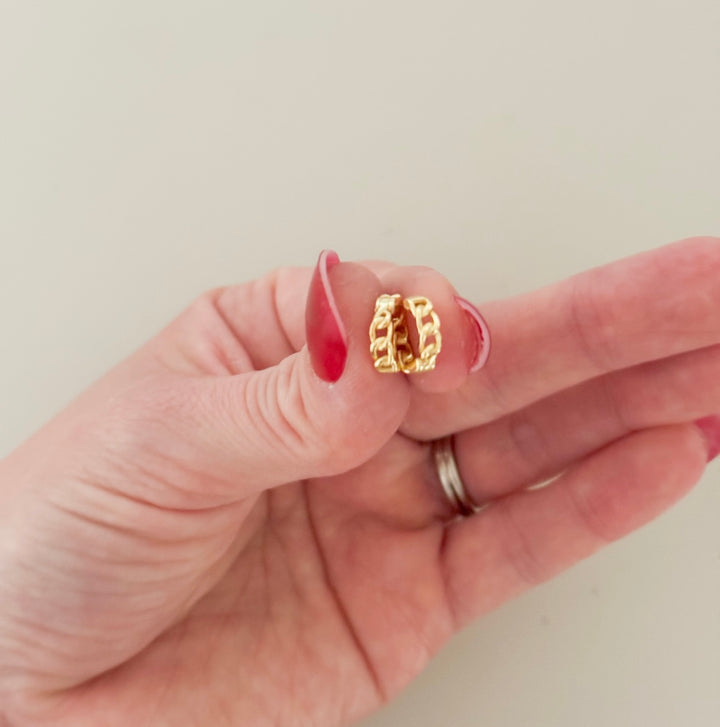 10mm braided gold filled clip earrings