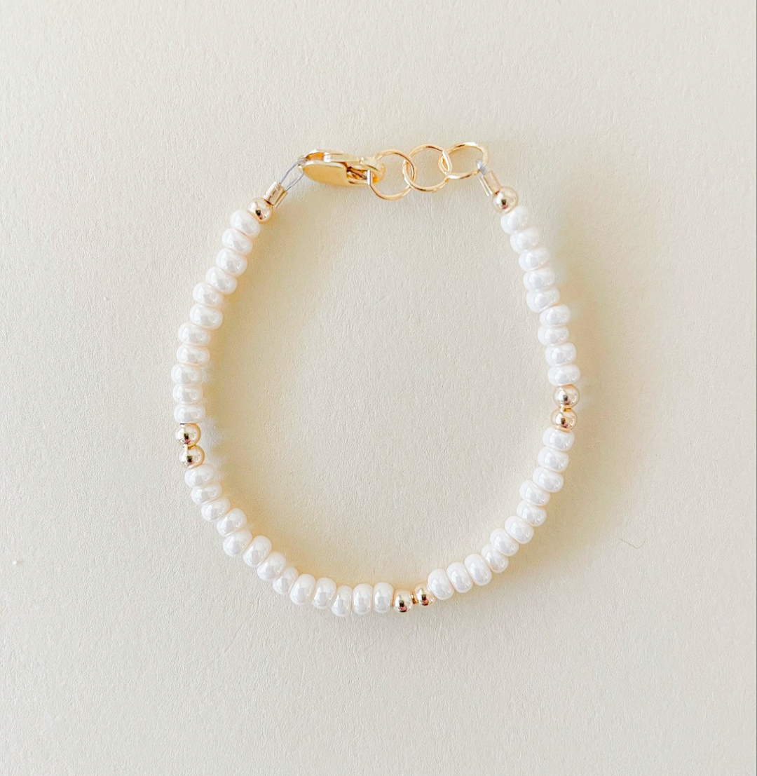 Shimmer Cream 14k Gold-Filled Beaded Bracelet