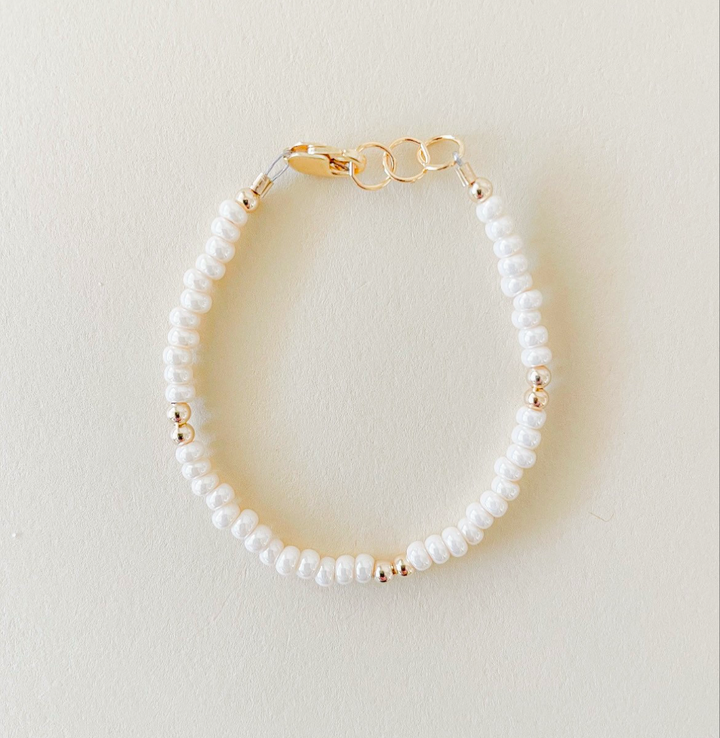 Shimmer Cream 14k Gold-Filled Beaded Bracelet