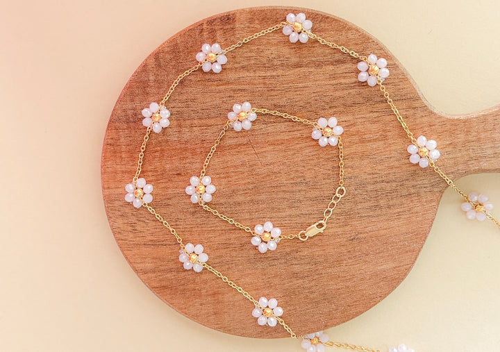 Mom and me flower chain bracelet & necklace