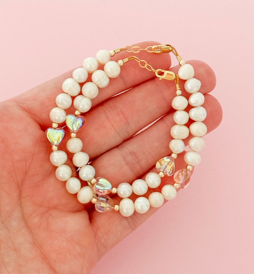 Blush Heart Freshwater Pearl Bracelet