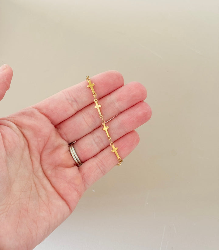 14k Gold-Filled Dainty Cross Bracelet – Faith Collection | Hypoallergenic & Waterproof