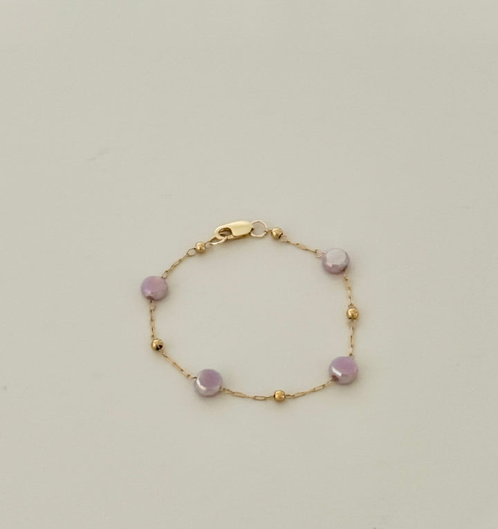 14k gold filled delicate purple opal chain bracelet