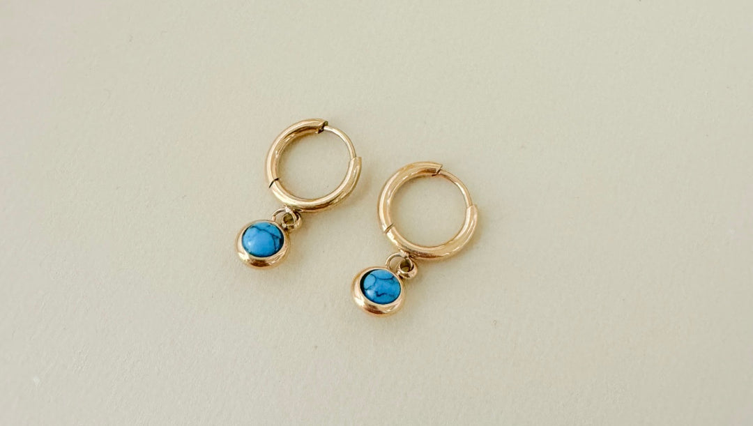 Turquoise charm hoop earrings