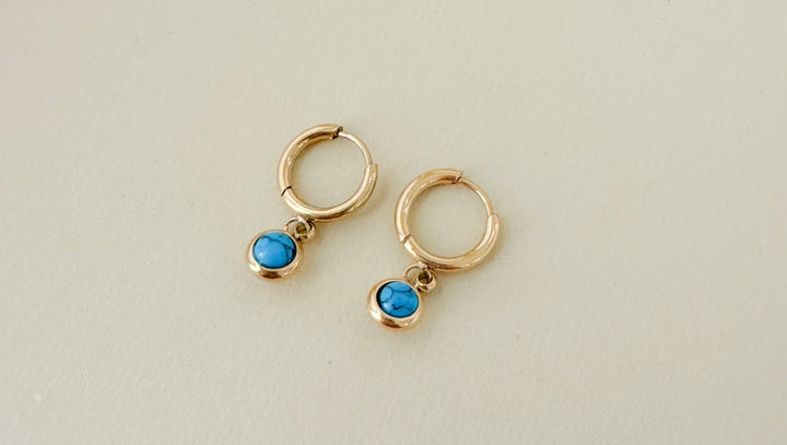 Turquoise charm hoop earrings