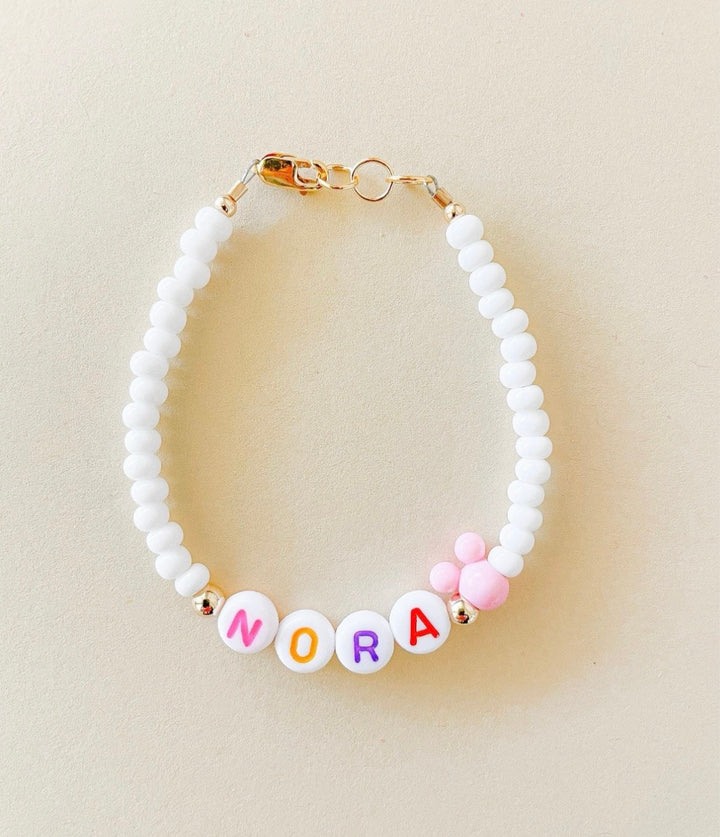 Pastel Mouse Ear Name Bracelet – 4mm Gold-Filled, Waterproof &amp; Mom and Me Jewelry