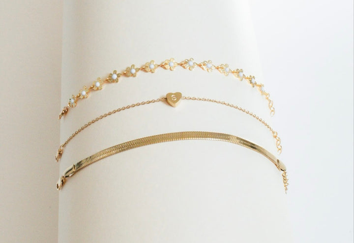 Personalized Initial Heart Bracelet – 14k Gold Filled Dainty Chain