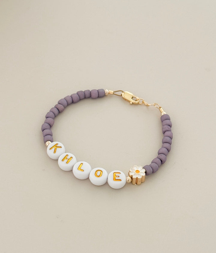 Personalized Name Bracelet – Custom Kids Bracelet with Daisy Charm | Safe 14k Gold Filled
