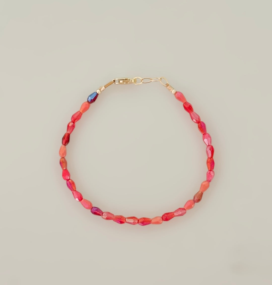 Sunset Sorbet Beaded Bracelet | Pink &amp; Coral Gemstone-Inspired Bracelet |