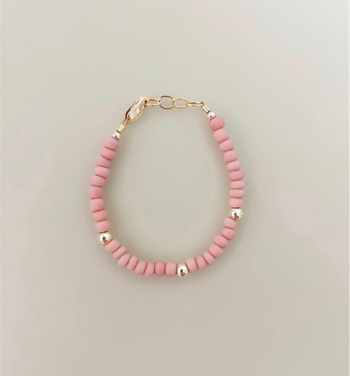 Blush Beaded Bracelet | Minimal Pink + Gold Everyday Bracelet