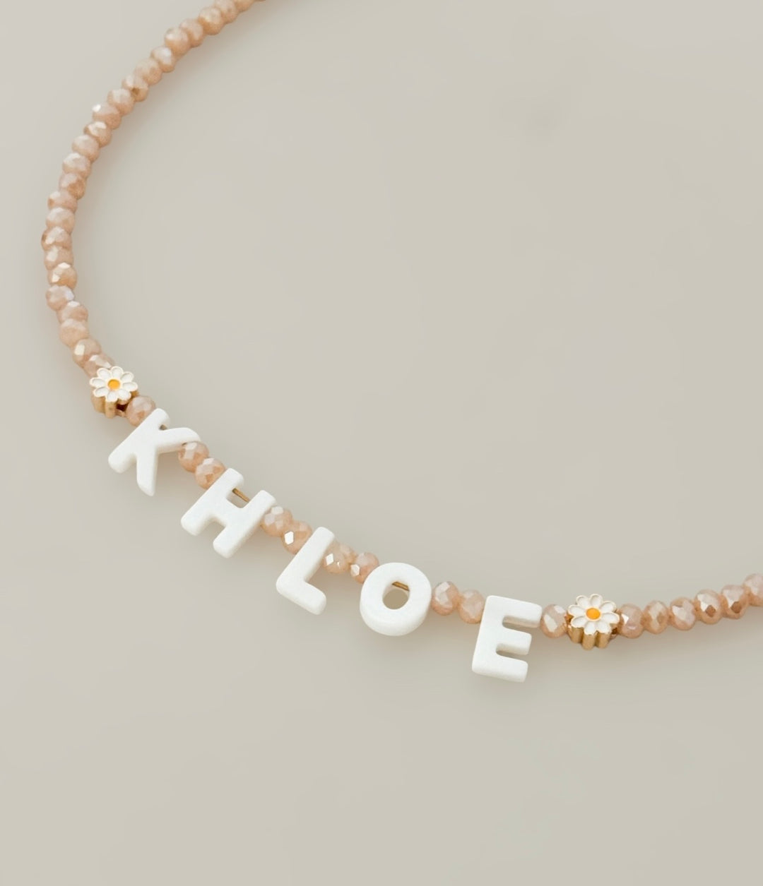 Personalized Daisy Name Necklace | Custom Crystal Beaded Necklace