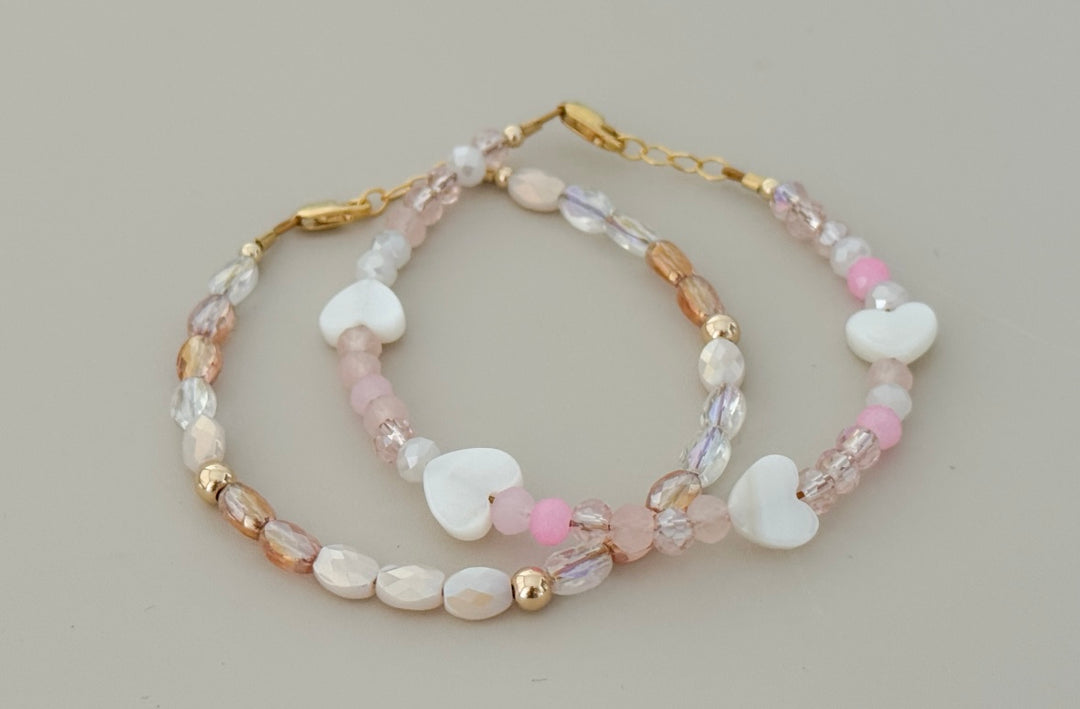 Neutral Blush Beaded Bracelet | 14k Gold-Filled Clasp | Baby, Toddler & Girls Bracelet