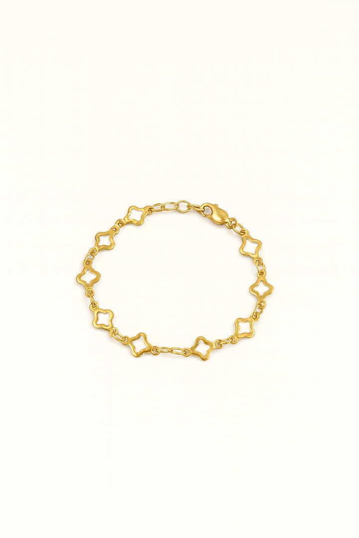 14k Gold-Filled Clover Link Bracelet | Mom & Me Matching Set | Lucky Gold Chain Jewelry for All Ages