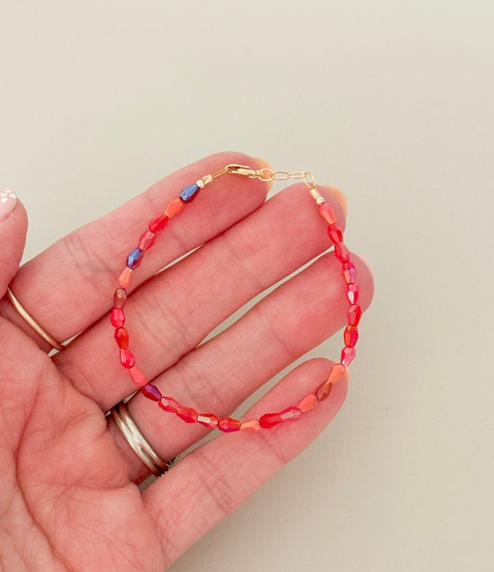 Sunset Sorbet Beaded Bracelet | Pink &amp; Coral Gemstone-Inspired Bracelet |