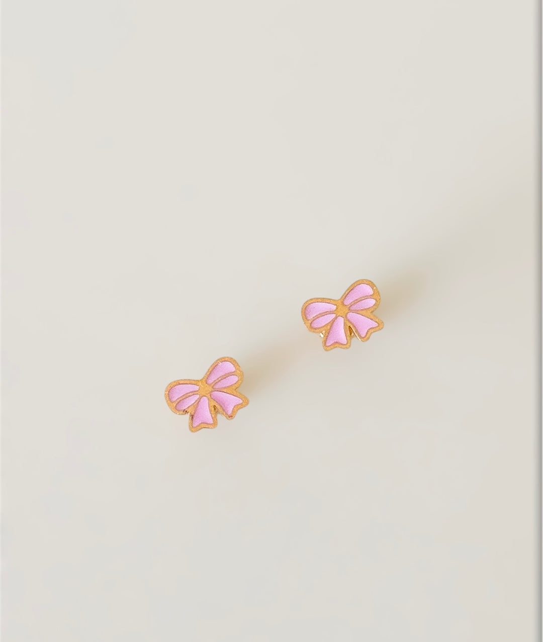 Pink bow screw-back earrings