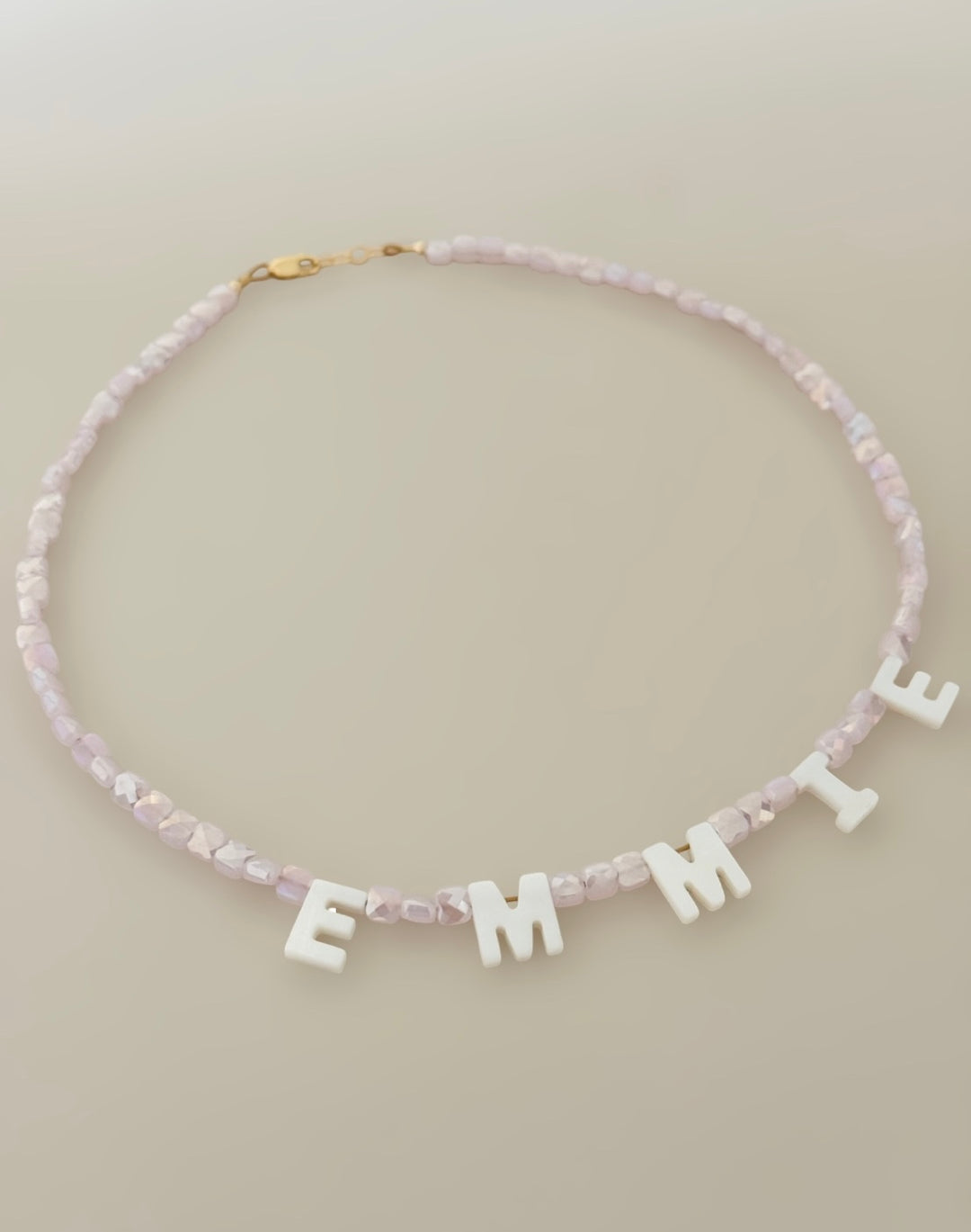 Custom Name Necklace for Girls – Personalized Pink Beaded Letter Necklace