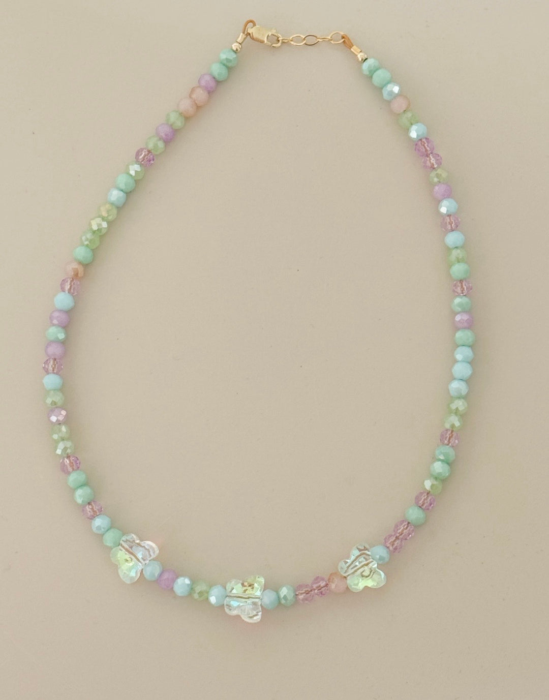 Pastel Butterfly Beaded Necklace