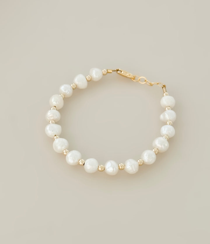 Freshwater Pearl Bracelet with Gold Beads | Dainty Minimalist Jewelry