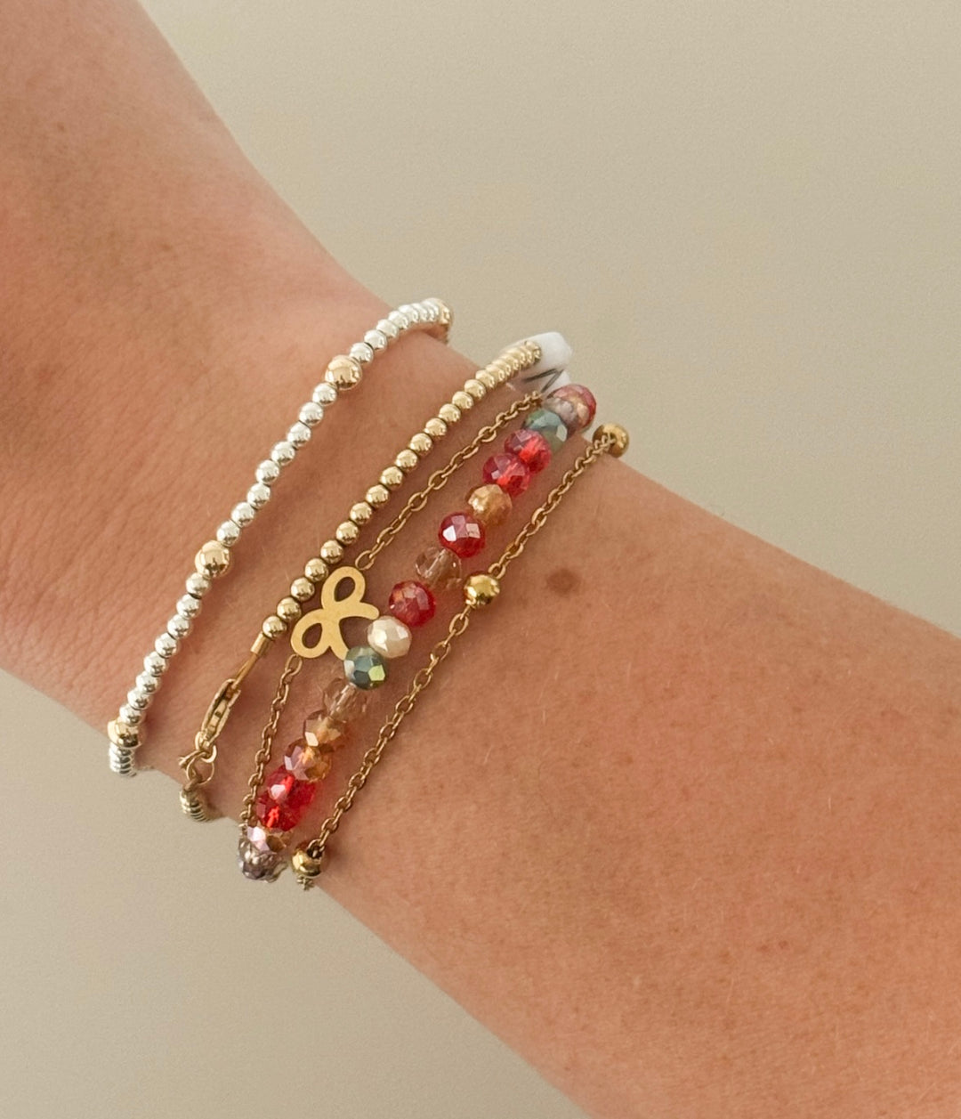 Two-Tone Mini Bead Bracelet – 14k Gold-Filled & Sterling Silver | Dainty Stacking Bracelet