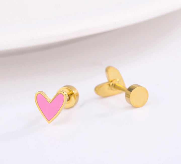 Barbie heart screw-back earrings