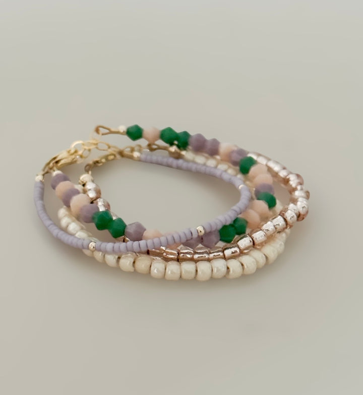 Mint + Lavender Beaded Bracelet | 14k Gold Filled Bracelet for Babies, Girls &amp; Moms