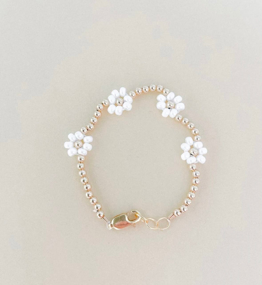 Daisy Bracelet – Personalized Baby Name Bracelet, Gold Flower Jewelry for Girls, Mom &amp; Me Matching Gift, Hypoallergenic