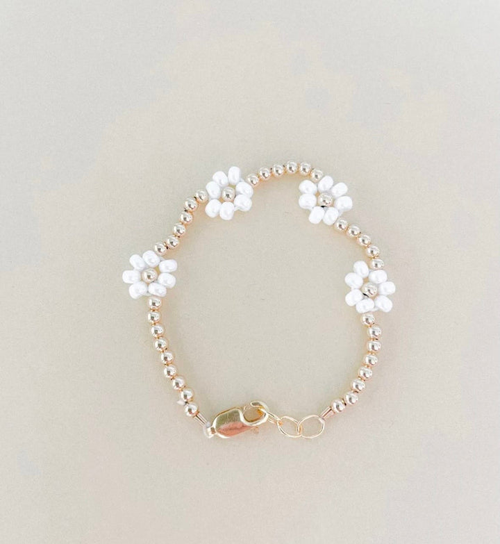 Daisy Bracelet – Personalized Baby Name Bracelet, Gold Flower Jewelry for Girls, Mom &amp; Me Matching Gift, Hypoallergenic