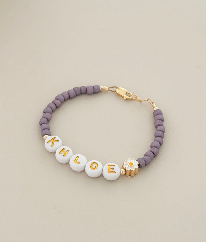 Floral Name Bracelet – Personalized Baby Name Bracelet, Gold Flower Jewelry for Girls, Mom &amp; Me Matching Gift, Hypoallergenic