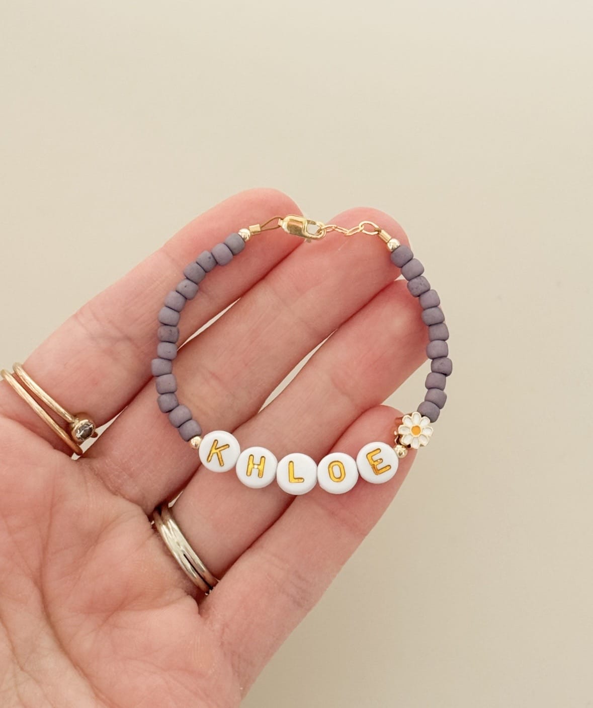 Floral Name Bracelet – Personalized Baby Name Bracelet, Gold Flower Jewelry for Girls, Mom & Me Matching Gift, Hypoallergenic