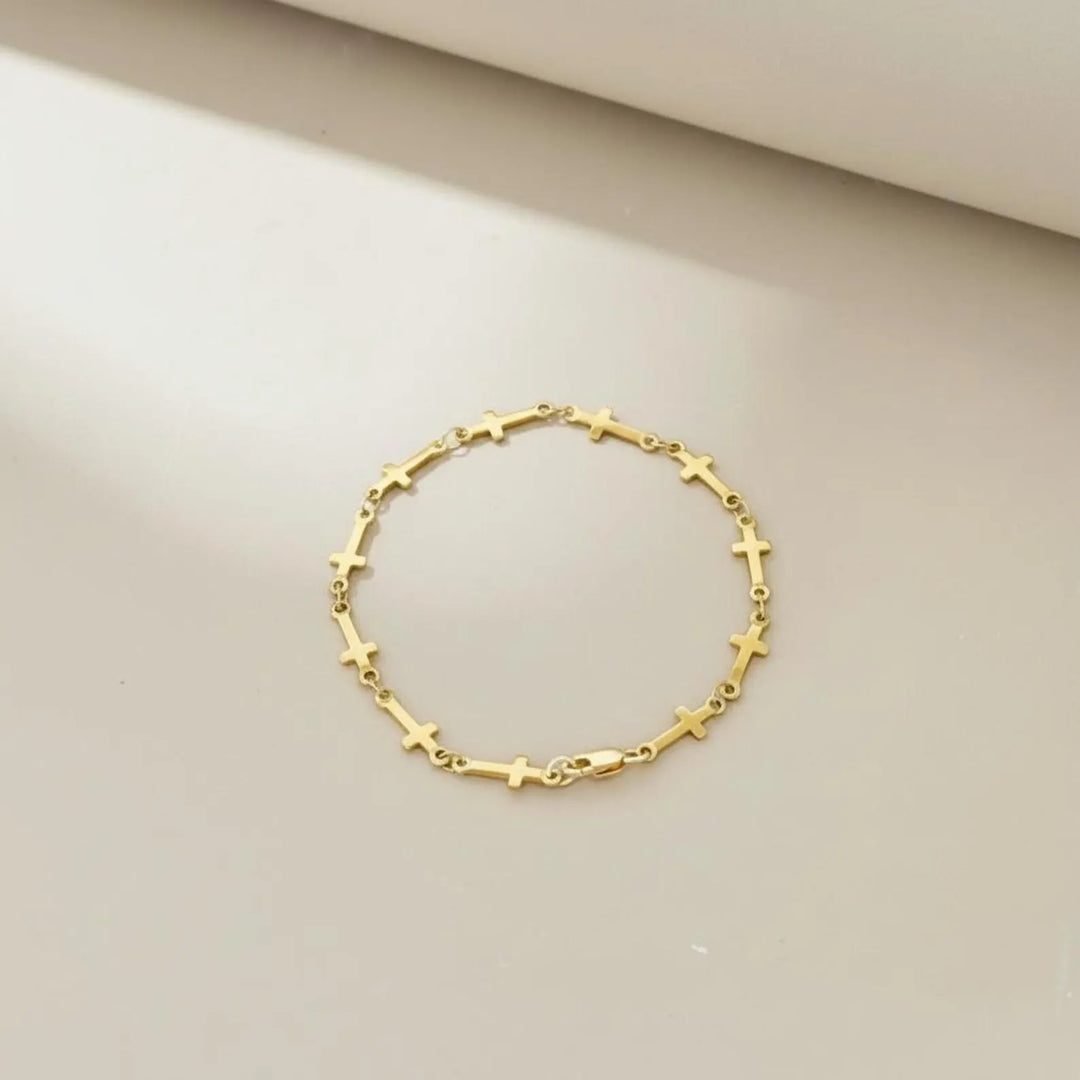 14k Gold-Filled Dainty Cross Bracelet – Faith Collection | Hypoallergenic &amp; Waterproof