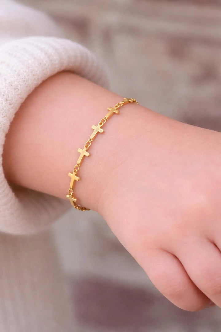 14k Gold-Filled Dainty Cross Bracelet – Faith Collection | Hypoallergenic &amp; Waterproof