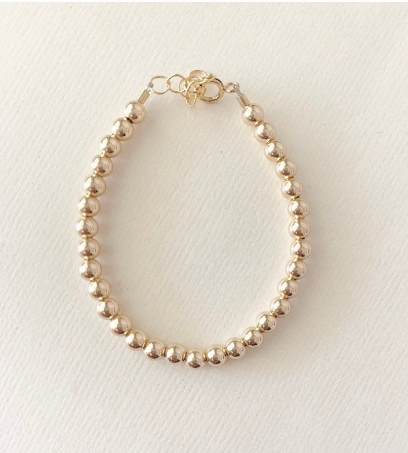 4mm Gold-Filled Beaded Bracelet | Tarnish-Free, Hypoallergenic Jewelry | Mom &amp; Baby Gift Set