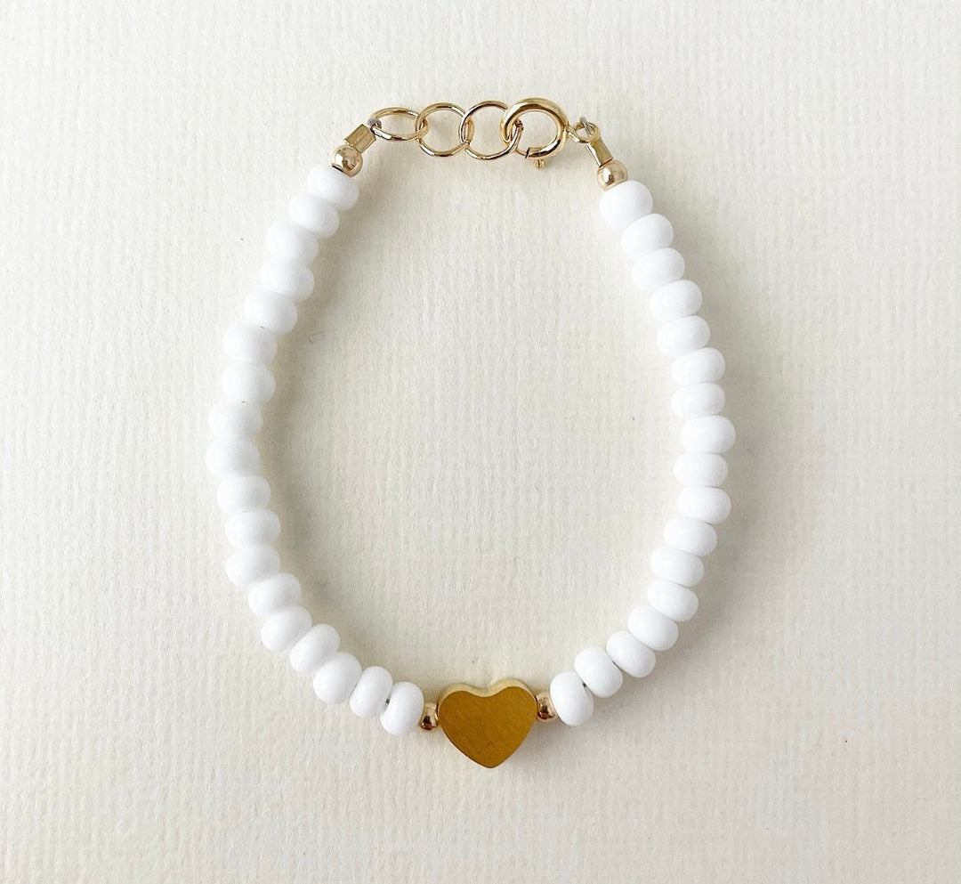 Heart of Gold Bracelet | Gold-Filled Beaded Jewelry | Dainty Heart Bracelet for Women, Kids &amp; Babies