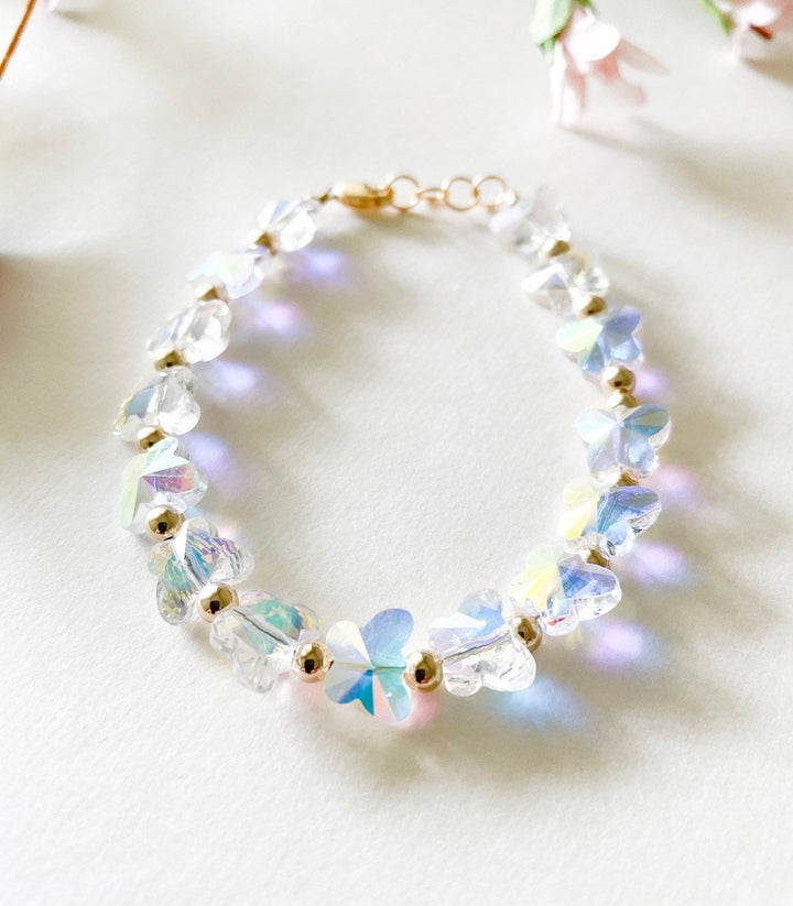 Crystal Butterfly Bracelet – Gold-Filled, Dainty, Waterproof &amp; Perfect for All Ages