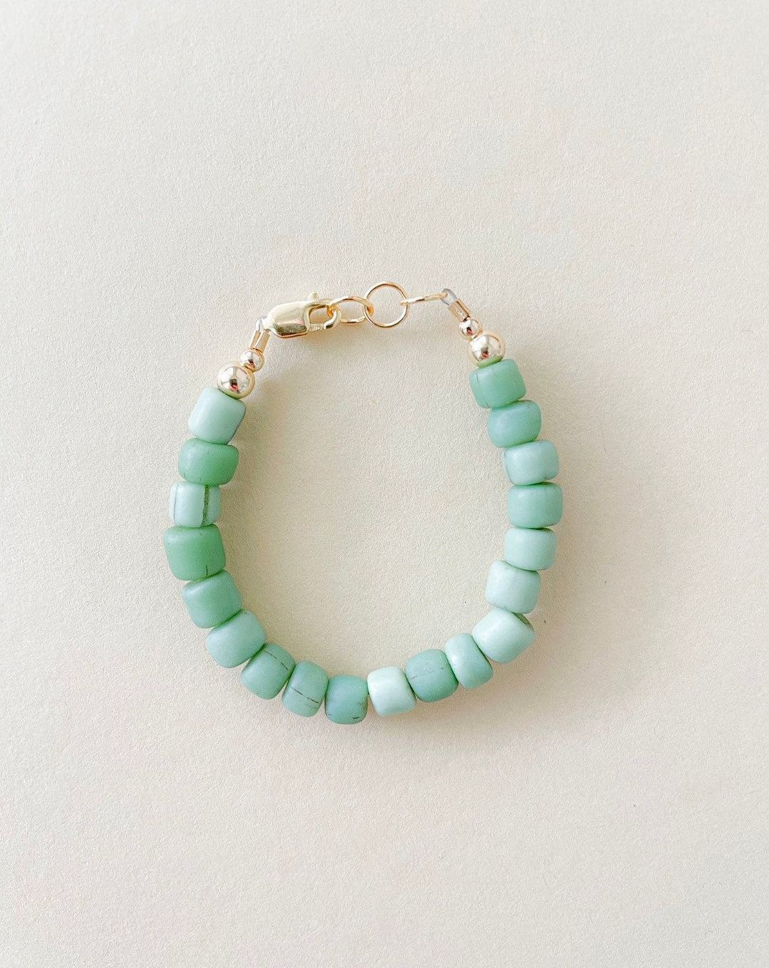 Spring Green Bracelet | 6mm Glass Beads | Gold-Filled Handmade Jewelry for Women, Kids &amp; Babies