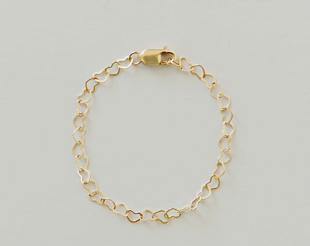 Dainty Heart Chain Bracelet – 14k Gold-Filled, Hypoallergenic &amp; Handmade in the USA