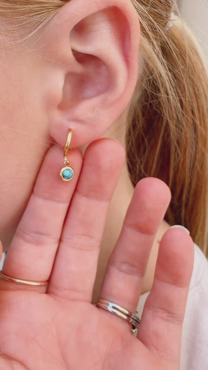 Turquoise charm hoop earrings