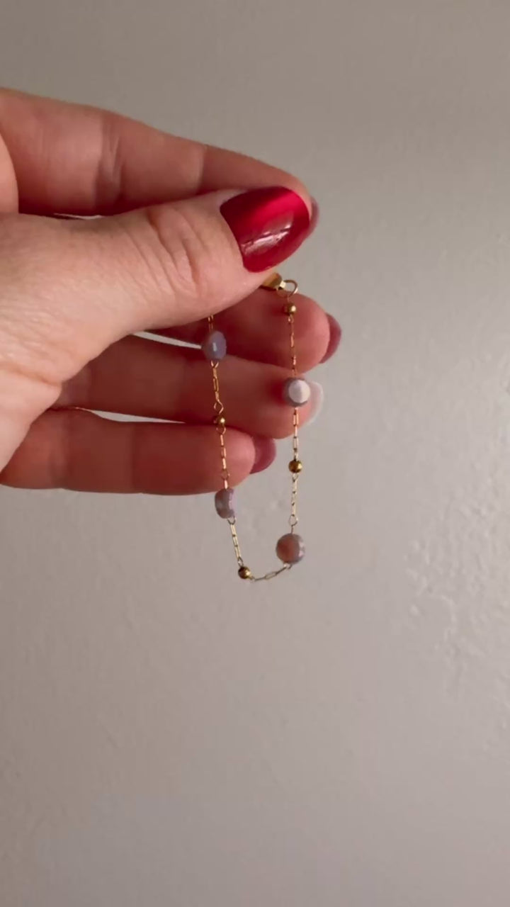 14k gold filled delicate purple opal chain bracelet