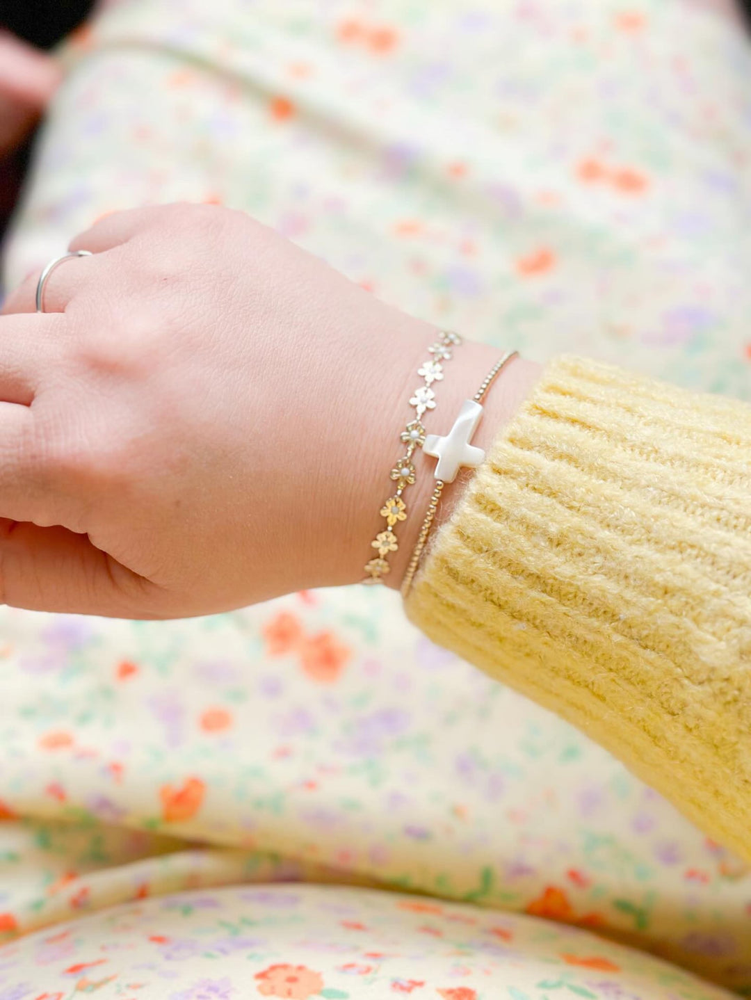 14k gold filled cross bracelet