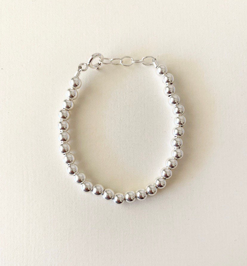 sterling silver 4mm beaded baby bracelet