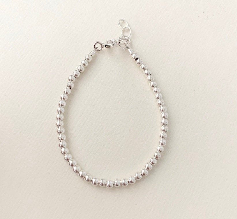 2.5 mm sterling silver bead bracelet