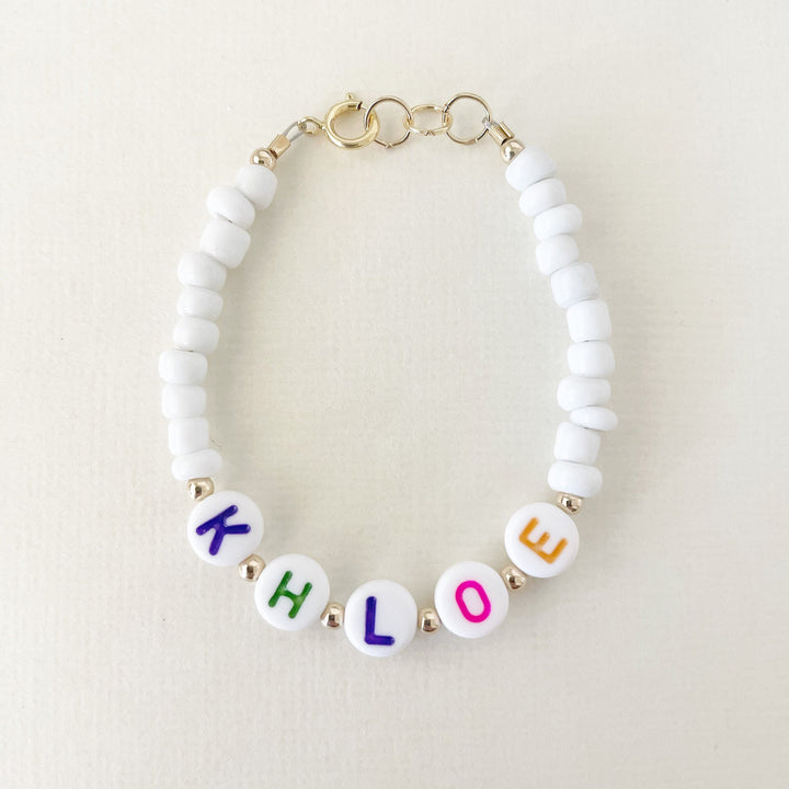 Custom Rainbow Letter Bead Bracelet | Name Gift | Beaded Bracelet for Girls, Babies & Adults