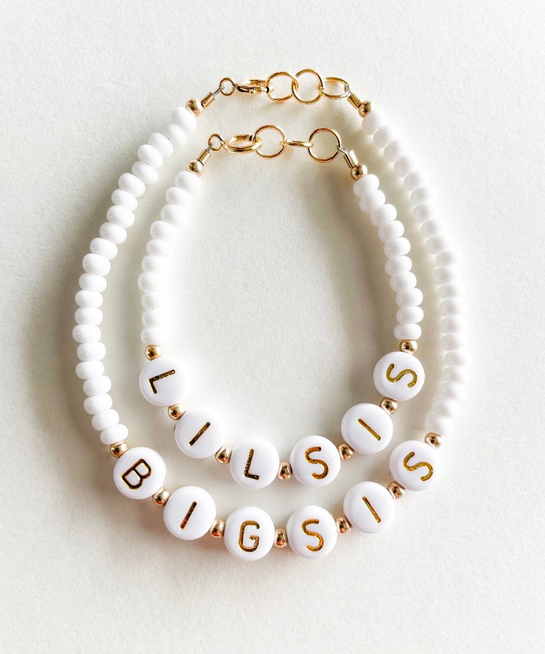 Gold & white custom name bracelet